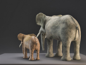 elephant mom and child vr - ar - low-poly Modèle 3D