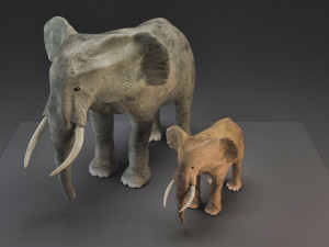 elephant mom and child vr - ar - low-poly Modèle 3D