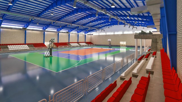 realistic sport hall complex 3Dモデル .c4d .max .obj .3ds .fbx .stl .blend 