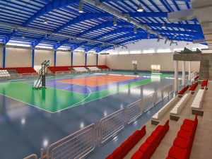realistic sport hall complex Model 3D