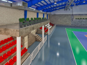 realistic sport hall complex 3Dモデル