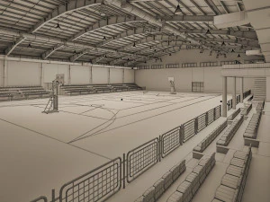 realistic sport hall complex 3D Model