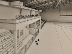 realistic sport hall complex 3D Model