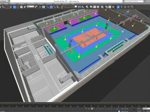 realistic sport hall complex 3D Model