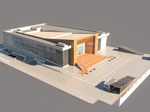 high detail conference center low poly vr - ar - low-poly 3D Model