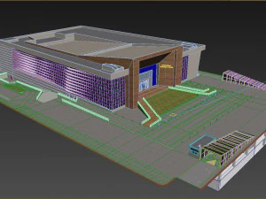 high detail conference center low poly vr - ar - low-poly 3D Model