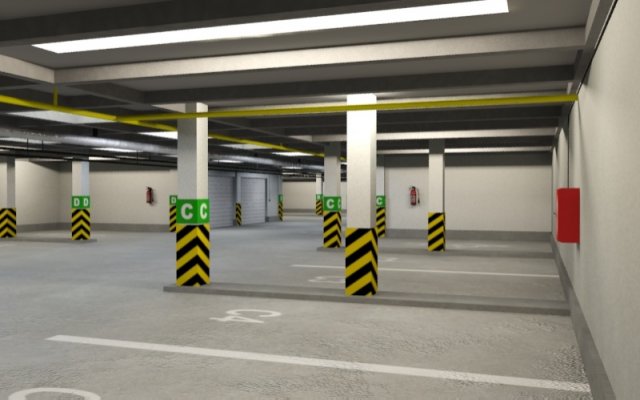 underground parking garage 01 3D Model .c4d .max .obj .3ds .fbx .stl .blend 