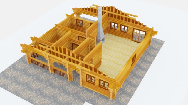 log cabin 3D Модель .c4d .max .obj .3ds .fbx .stl .blend 