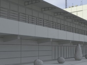 pit stop building Modello 3D