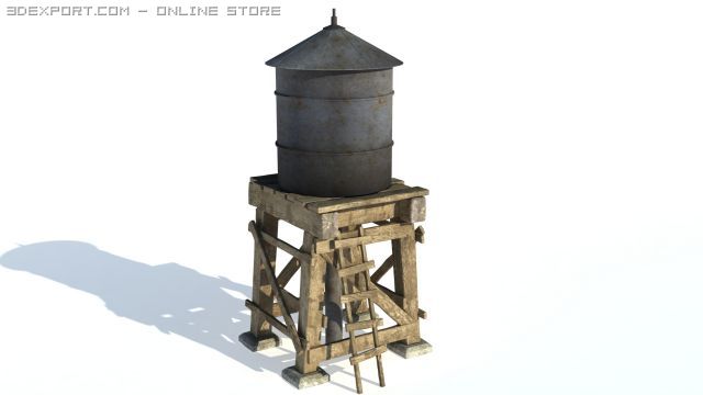 water tower 3D Model .c4d .max .obj .3ds .fbx .stl .blend 