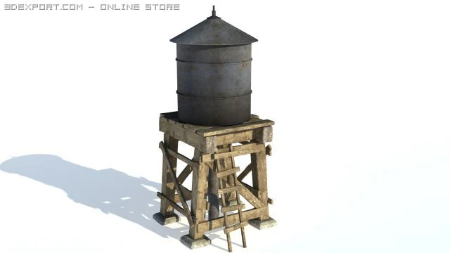 water tower 3D Model .c4d .max .obj .3ds .fbx .stl .blend