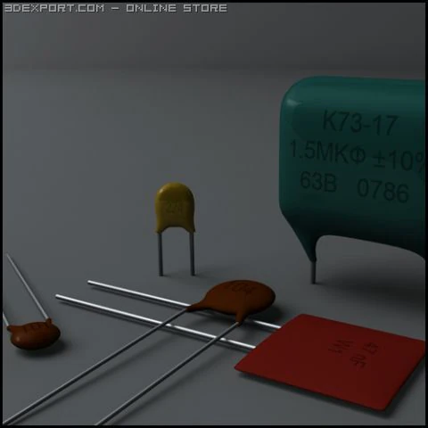 ceramic capacitors 3D Model .c4d .max .obj .3ds .fbx .stl .blend 