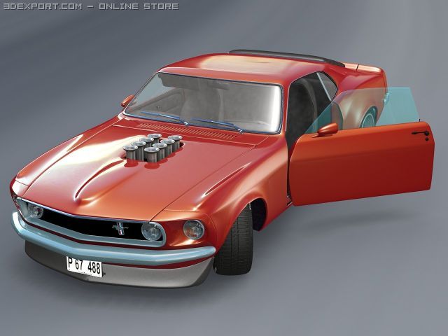 1969 mustang boss 302 rigged 3D Model .c4d .max .obj .3ds .fbx .stl .blend 
