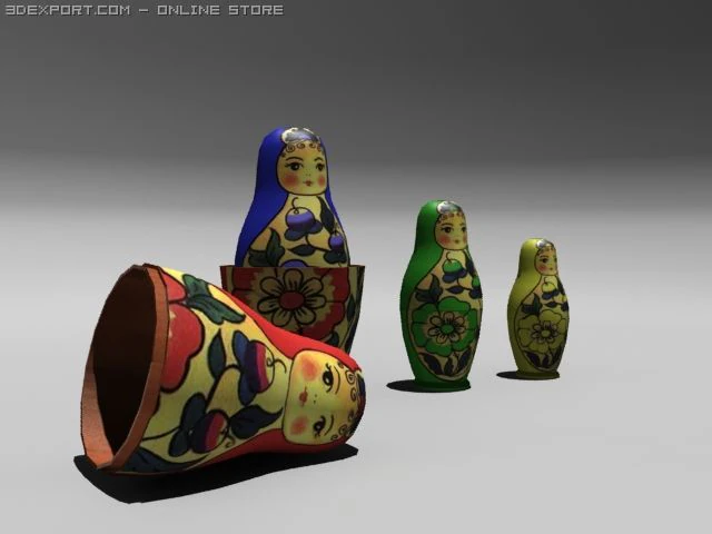 matreshka russian wood doll 3D Model .c4d .max .obj .3ds .fbx .stl .blend 