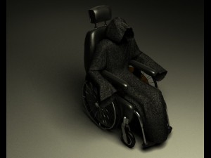 ghost in wheelchair Model 3D