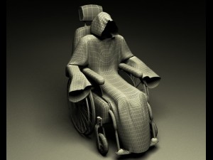 ghost in wheelchair Model 3D
