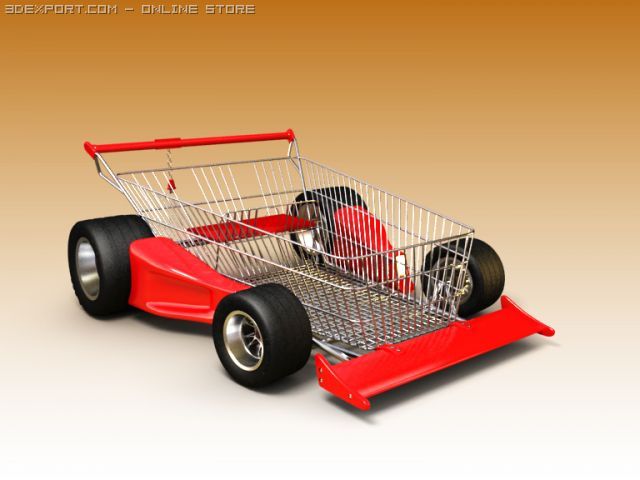 f1 rally shopping cart 3D मॉडल .c4d .max .obj .3ds .fbx .stl .blend 