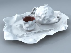 paper folds ceramic tea set 3D Model