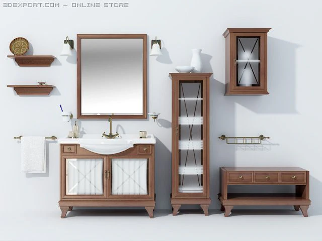 bathroom set 3D Model .c4d .max .obj .3ds .fbx .stl .blend 
