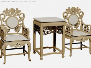 chinese chairs and table Model 3D