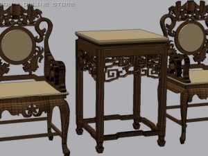 chinese chairs and table 3D Model