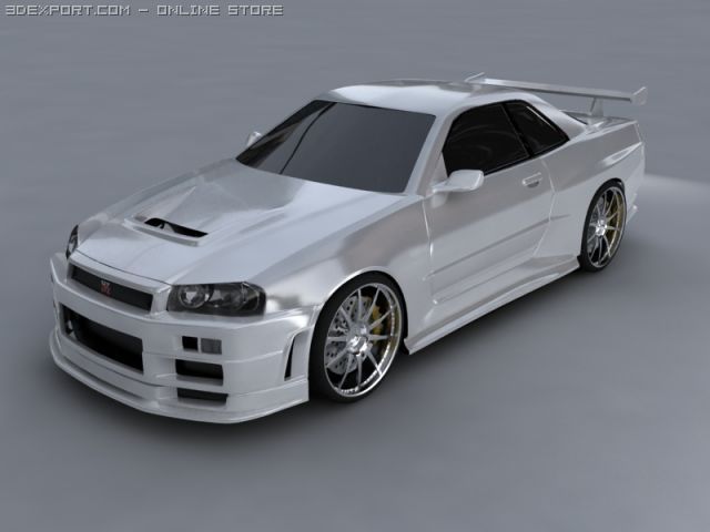 nissan skyline gtr r34 Modello 3D .c4d .max .obj .3ds .fbx .stl .blend 
