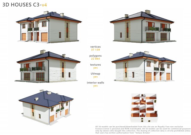house c3v4 3D Model .c4d .max .obj .3ds .fbx .stl .blend 