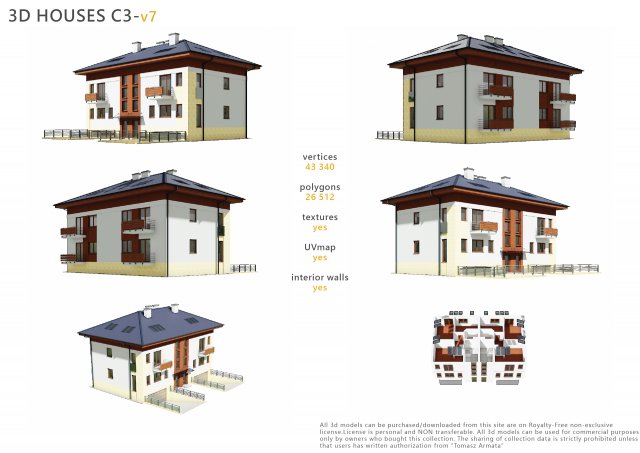 house c3v7 3D Модель .c4d .max .obj .3ds .fbx .stl .blend 