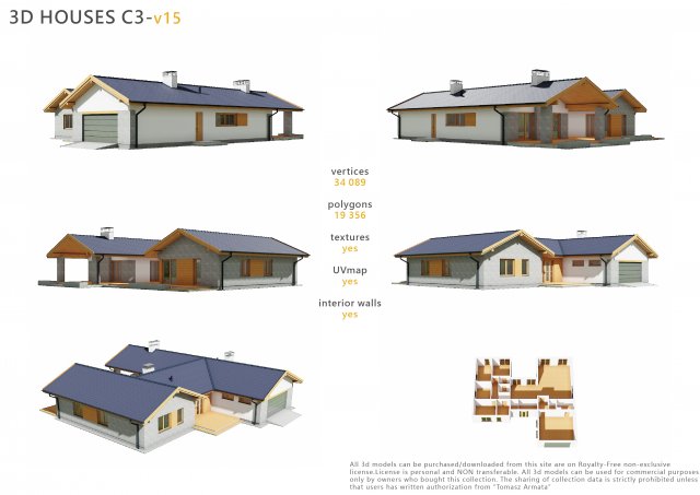 house c3v15 3D Модель .c4d .max .obj .3ds .fbx .stl .blend 