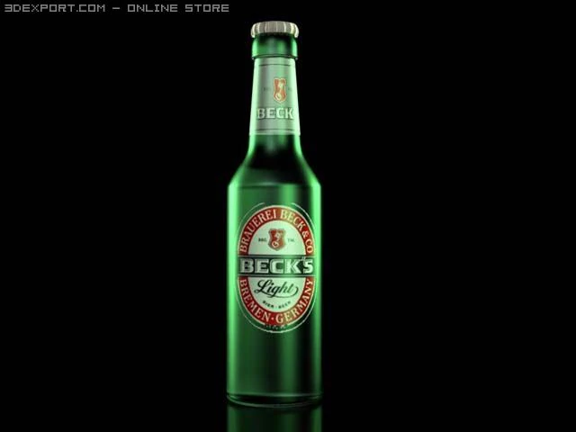 beer bottle 3D Model .c4d .max .obj .3ds .fbx .stl .blend 