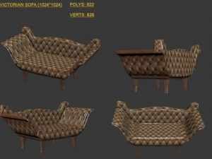 диванвикторианский диван 3D Модель