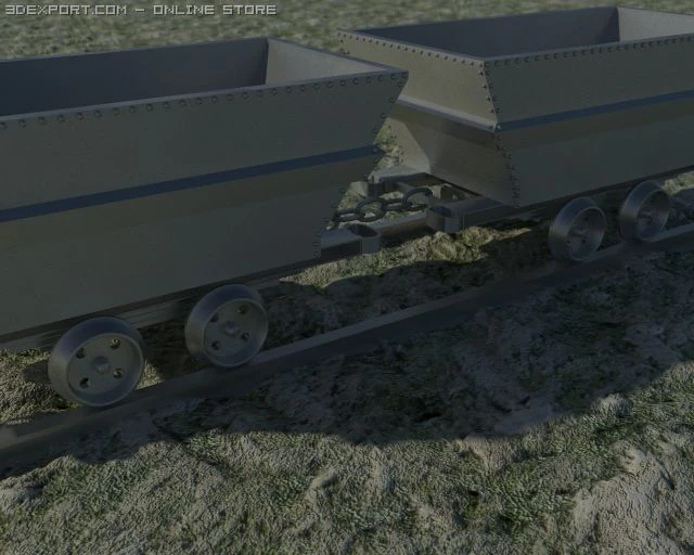 mine ore wagons 3D Model .c4d .max .obj .3ds .fbx .stl .blend 