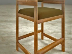 single chair with cushion seat in oak 3D Model