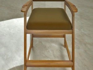 single chair with cushion seat in oak 3D Model