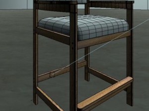 single chair with cushion seat in oak 3D Modell