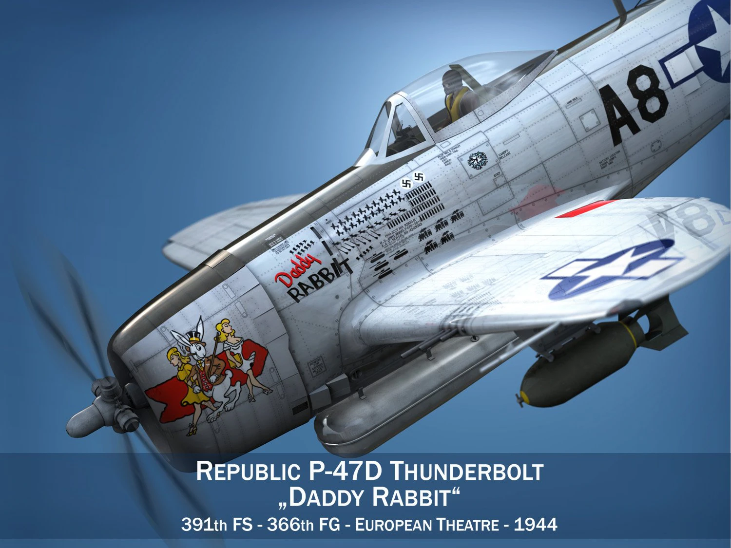 republic p47 thunderbolt - daddy rabbit 3D Model .c4d .max .obj .3ds .fbx .stl .blend 