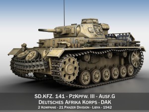 pzkpfw iii - ausfg - dak - 211 3D Model