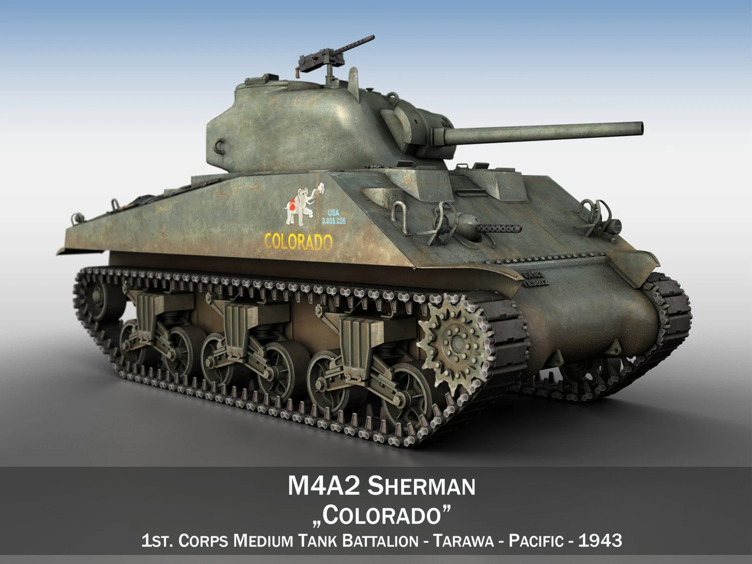 m4a2 sherman - colorado 3D Model .c4d .max .obj .3ds .fbx .stl .blend 