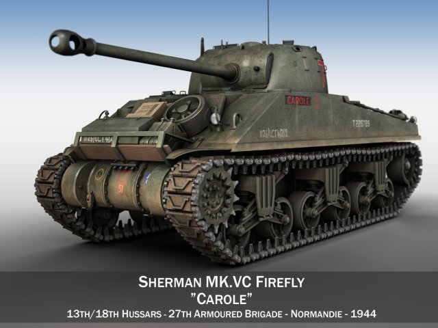 sherman mk vc firefly - carole Modello 3D .c4d .max .obj .3ds .fbx .stl .blend 