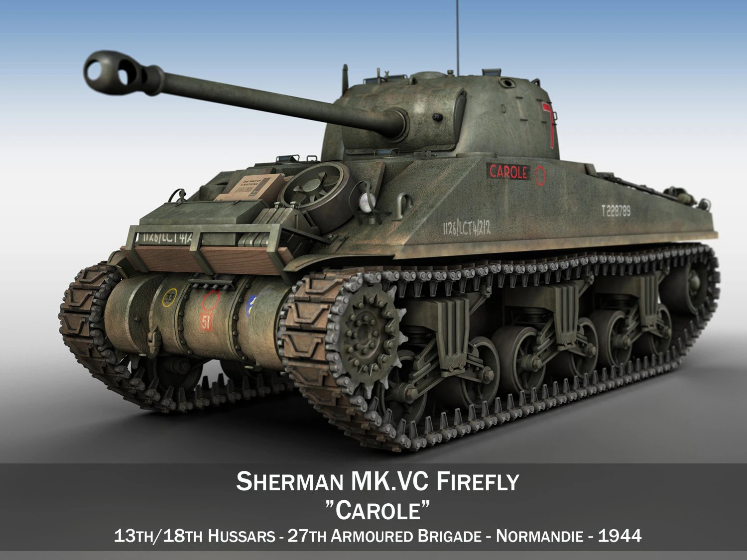 sherman mk vc firefly - carole 3D Model .c4d .max .obj .3ds .fbx .stl .blend 