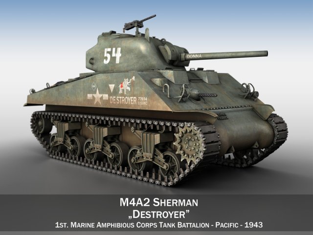 m4a2 sherman - destroyer Modello 3D .c4d .max .obj .3ds .fbx .stl .blend 
