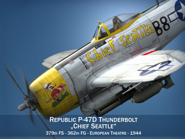republic p-47d thunderbolt chief seattle Model 3D .c4d .max .obj .3ds .fbx .stl .blend 