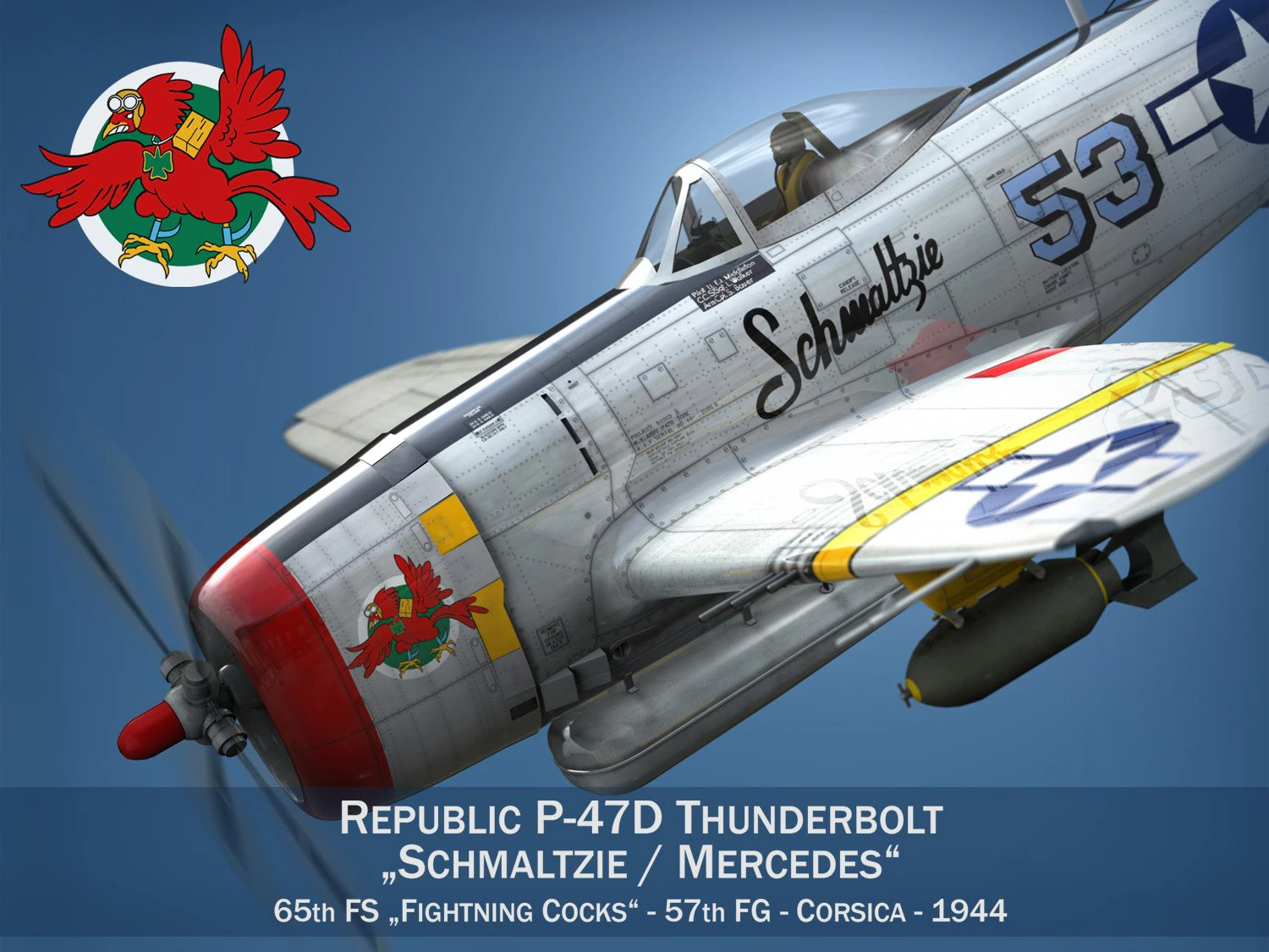 republic p-47d thunderbolt schmaltzie 3D Model .c4d .max .obj .3ds .fbx .stl .blend 