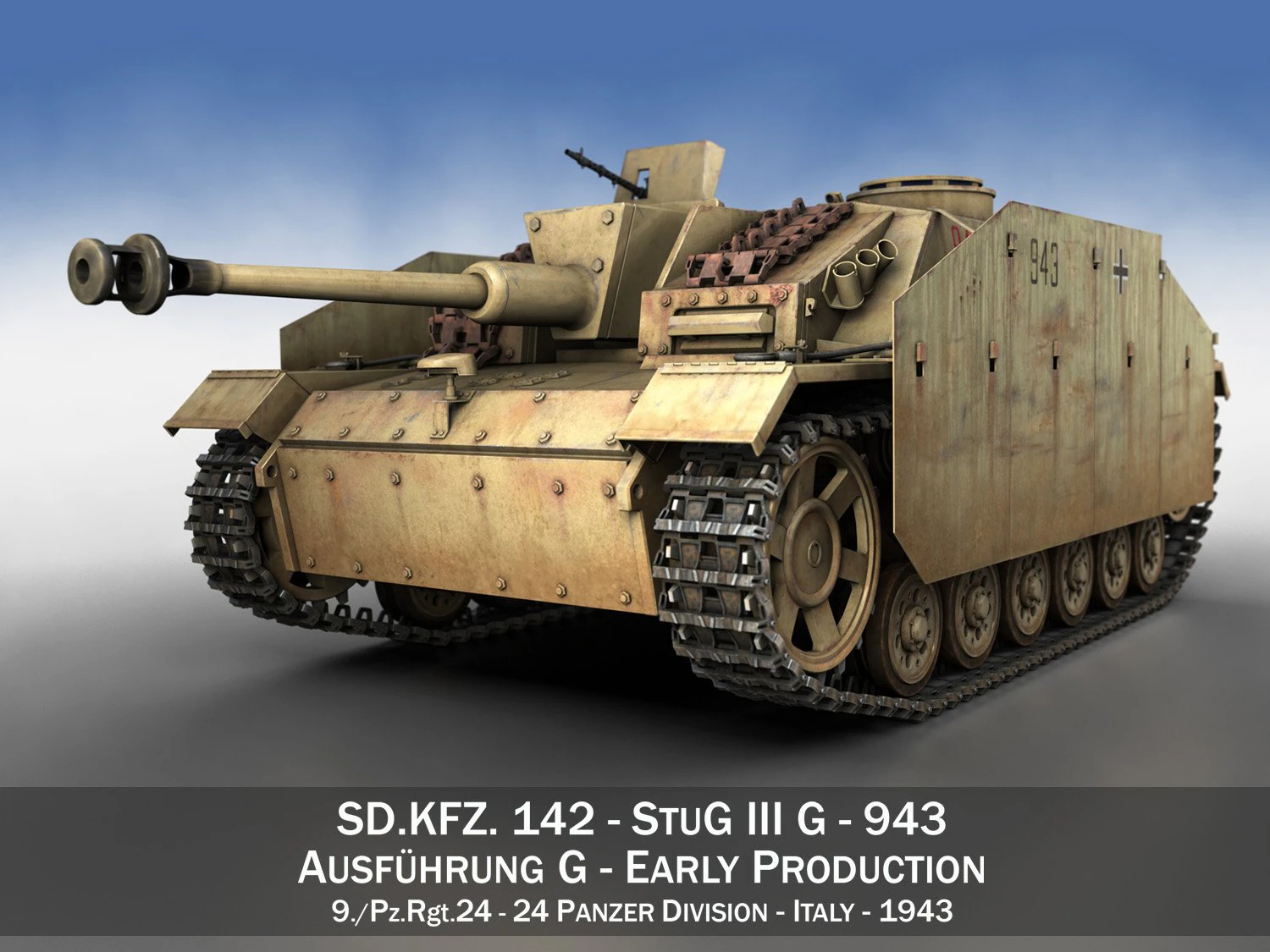 Stug III Ausf G 943, fr&uuml;he Produktion 3D Modell .c4d .max .obj .3ds .fbx .stl .blend 