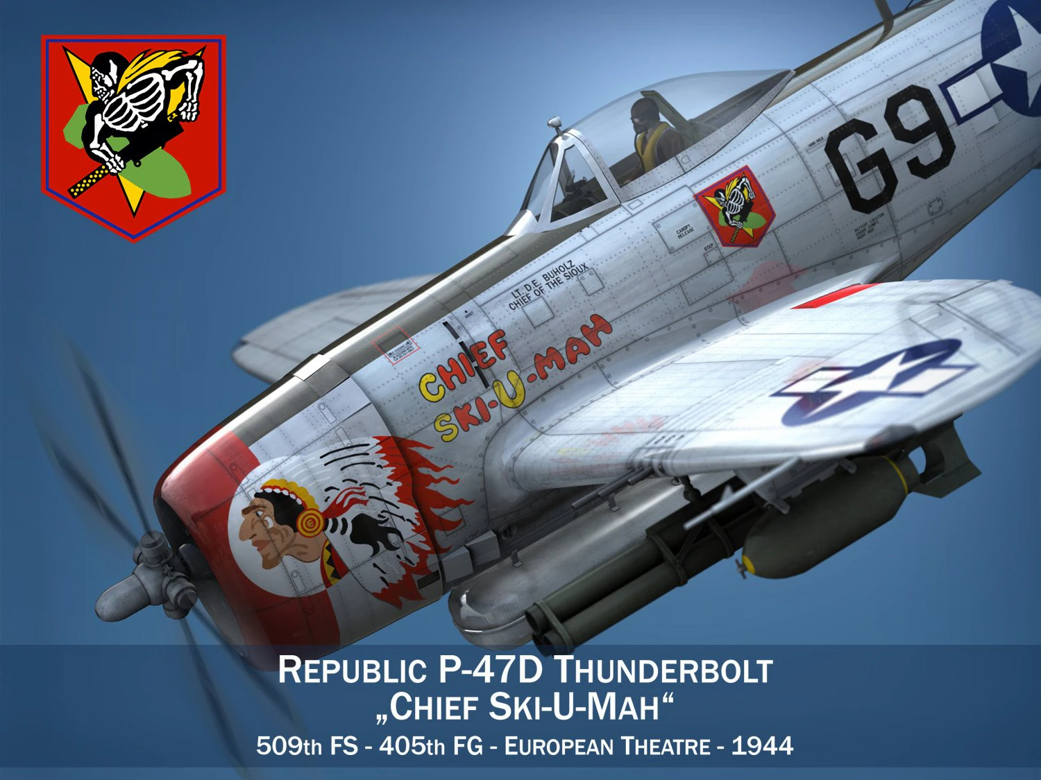 republic p-47d thunderbolt ski u mah 3D Model .c4d .max .obj .3ds .fbx .stl .blend 
