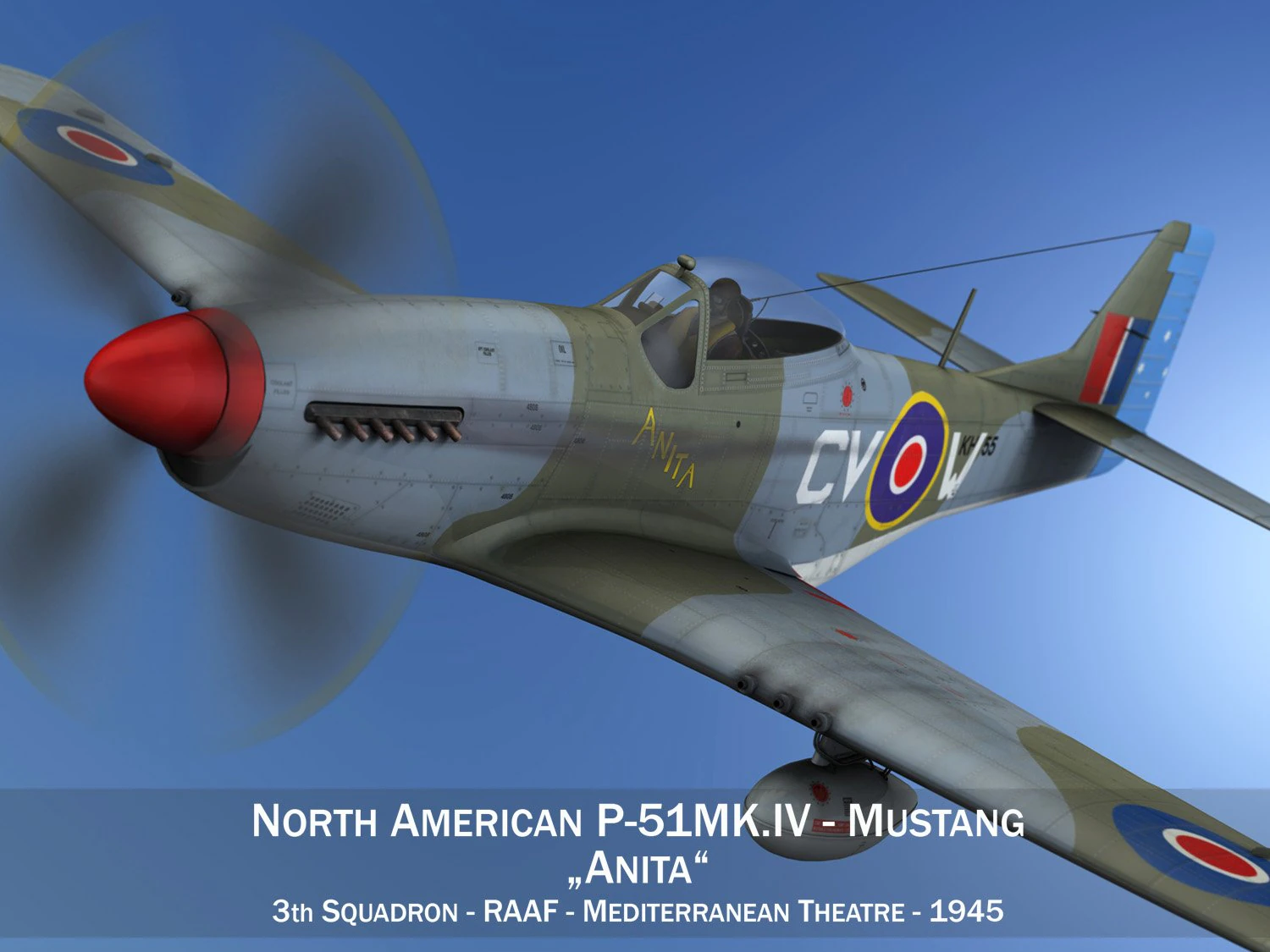north american p-51k mustang mk iv anita raaf 3D Model .c4d .max .obj .3ds .fbx .stl .blend 