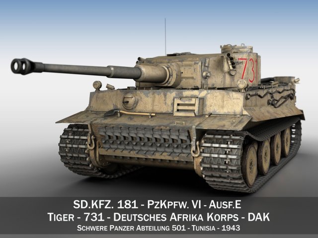 panzer vi - tiger - 731 - early production 3D Model .c4d .max .obj .3ds .fbx .stl .blend 