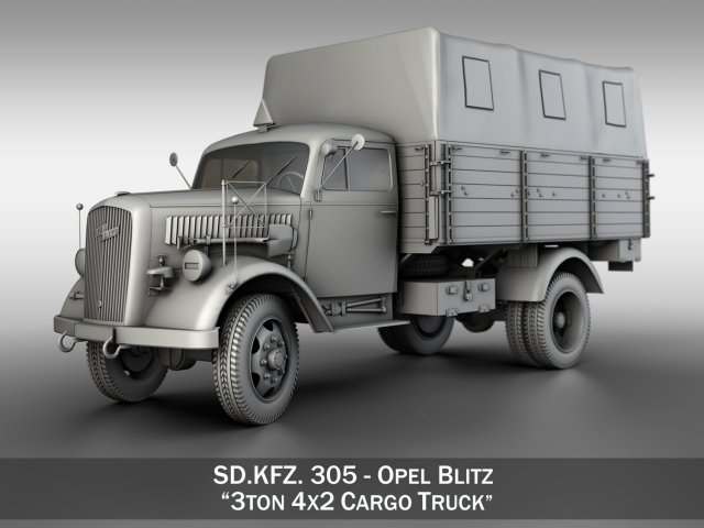 opel blitz - 3t cargo truck 3Dモデル .c4d .max .obj .3ds .fbx .stl .blend 