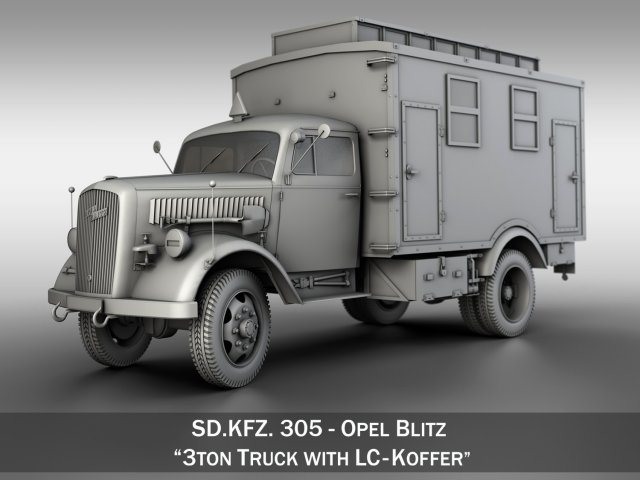 opel blitz - 3t truck with ec koffer Model 3D .c4d .max .obj .3ds .fbx .stl .blend 
