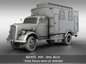 opel blitz - ec koffer가 장착된 3t 트럭 3D 모델
